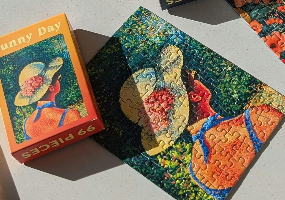 Photo client : mini puzzle Sunny Day Minizz assemblé au soleil