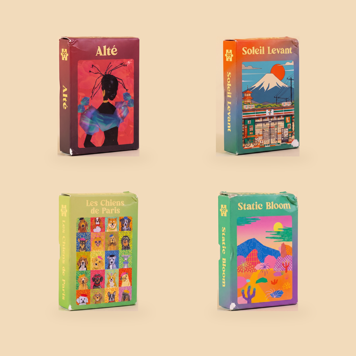 Les Abîmés : 4 mini puzzles 99 pièces différents, tirés au hasard - Minizz