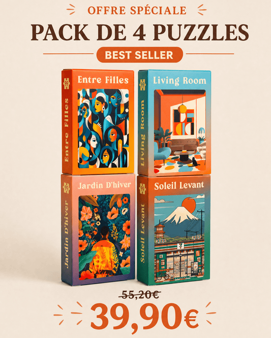 Pack Best Sellers : 4 Mini Puzzles 99 pièces. Top Ventes Minizz - Minizz